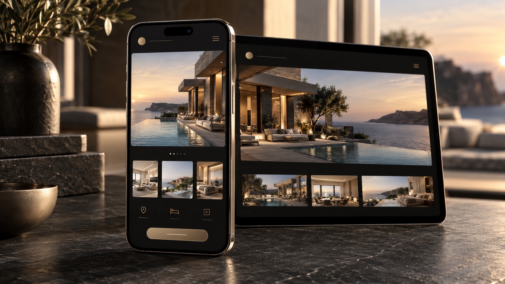 A venue’s Showcase open on a phone and a tablet
