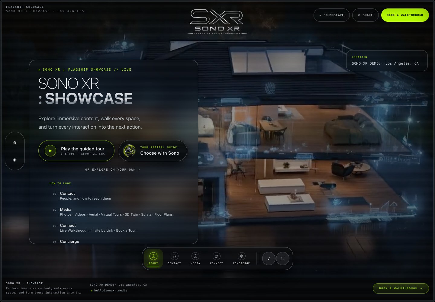 SONO XR Showcase interface screenshot
