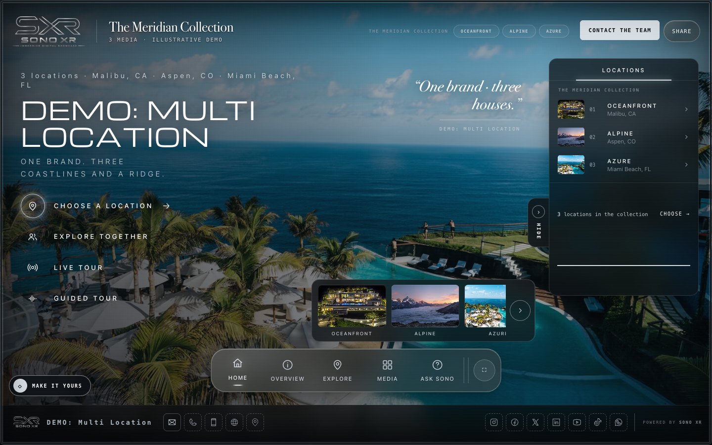 Demo Showcases with fictional brands