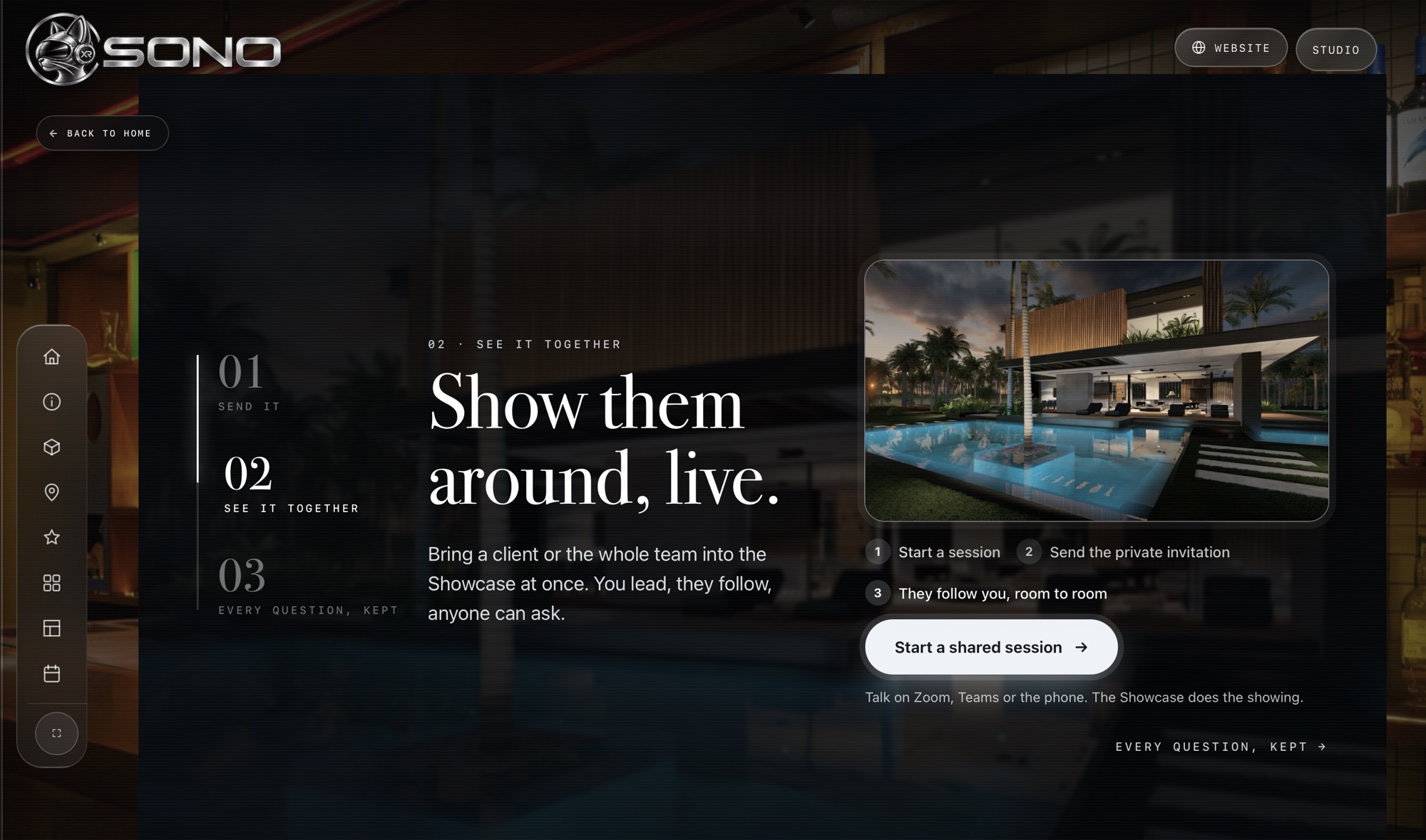 A live SonoXR Showcase presented to a client